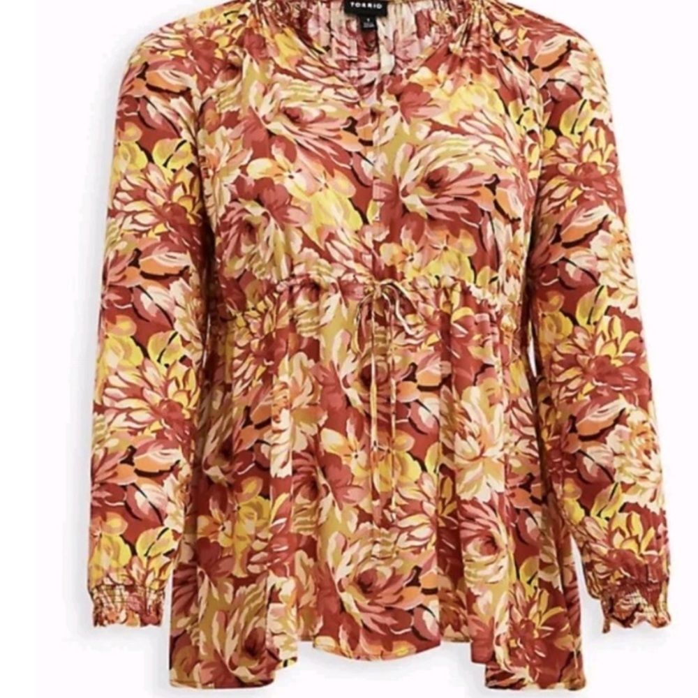 Torrid Colorful Floral Long Sleeve Top NWT 2X